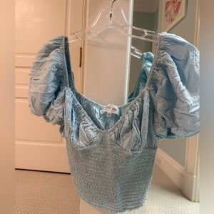 Isabelles Cabinet blue puff sleeve top